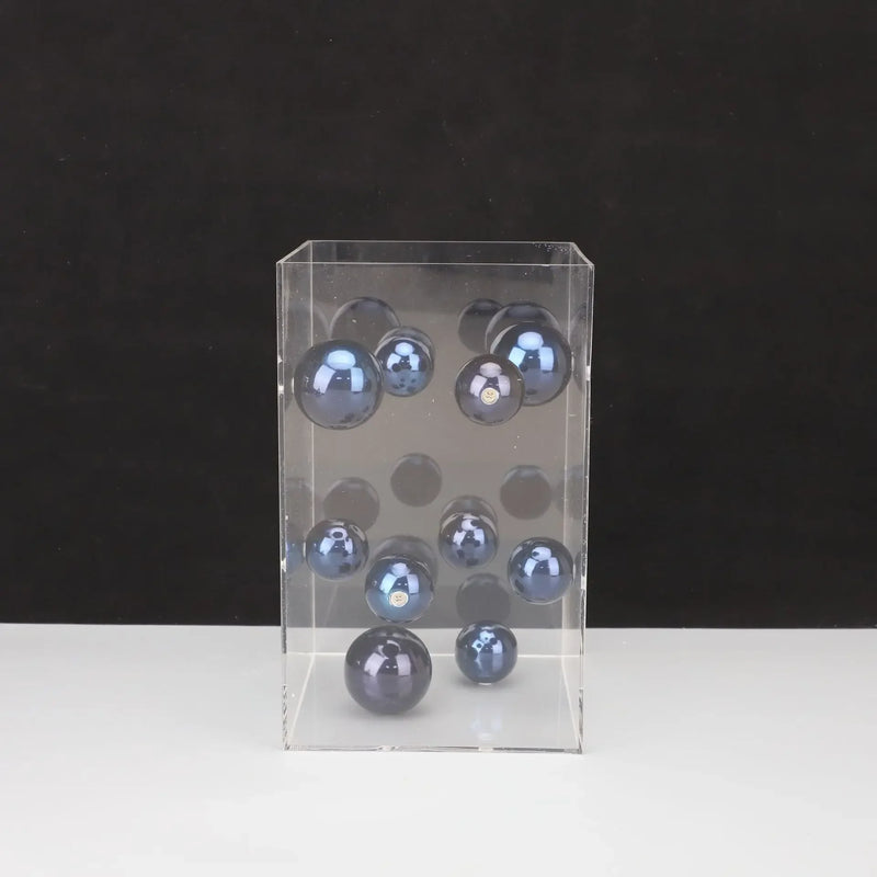 Geometric Metal Ball Art Transparent Acrylic Box Ornaments Modern Minimalist Square Living Room Decorations Desktop Furnishings