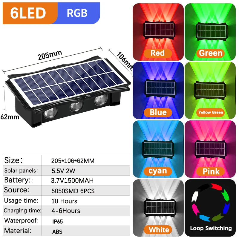 Wall Lamp Led House Outdoor Solar Waterproof Up And Down Luminous Lighting Balcony Yard Decoration Garden Exterior Wall Light