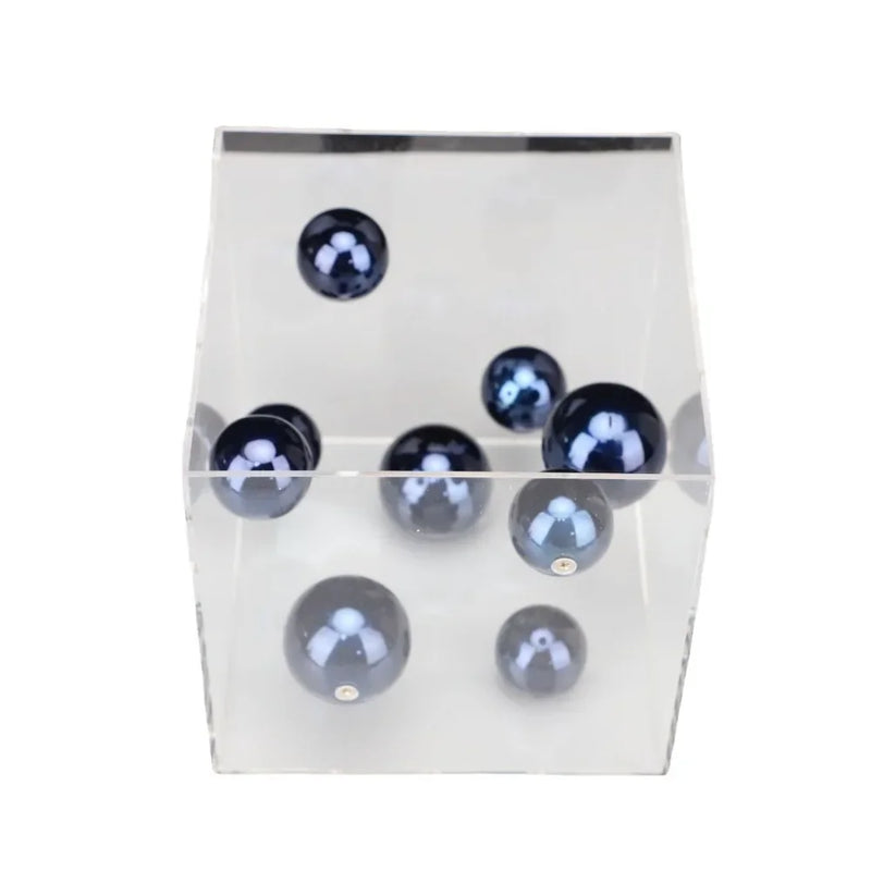 Geometric Metal Ball Art Transparent Acrylic Box Ornaments Modern Minimalist Square Living Room Decorations Desktop Furnishings