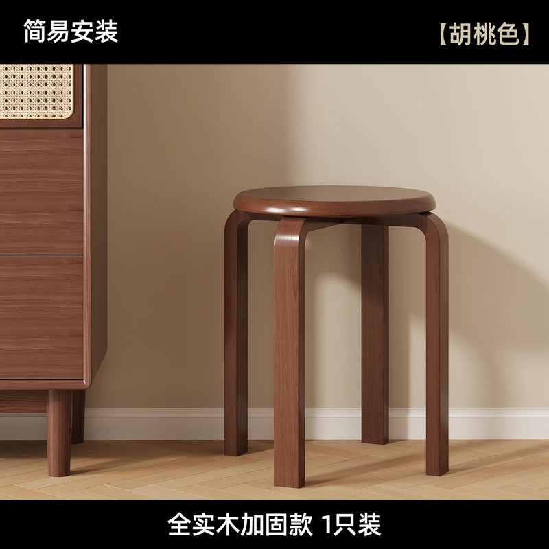 Japanese Solid Wood Dining Stool Stackable Restaurant Upholstered Bench Simple Modern Living Room Stool Restaurant Furniture FYD