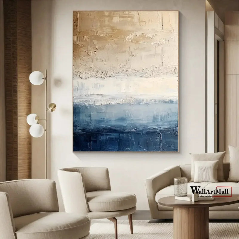 Large Canvas Black Beige Abstract Hand Painted Painting Minimalist Textured Wall Art Handmade Canvas Painting Living Room Decor