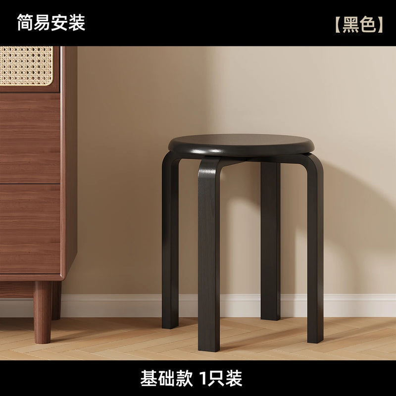 Japanese Solid Wood Dining Stool Stackable Restaurant Upholstered Bench Simple Modern Living Room Stool Restaurant Furniture FYD