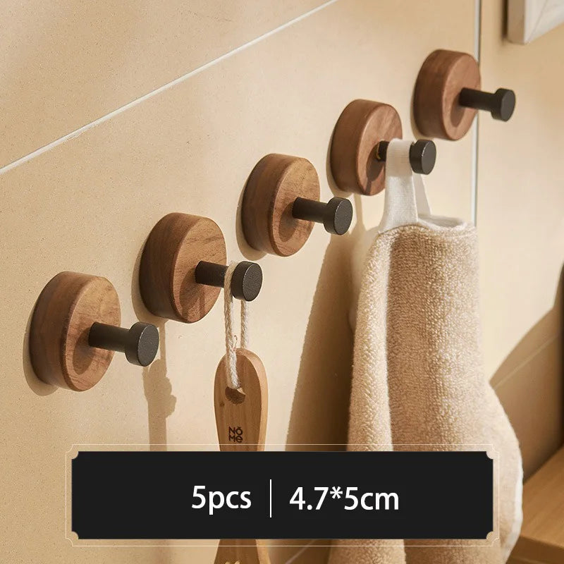5/3/1Pcs Solid Wood Hooks Wall Mounted Clothes Scarf Hat Coat Hook Simple Room Decor Storage Hanger Towel Rack Home Organizer