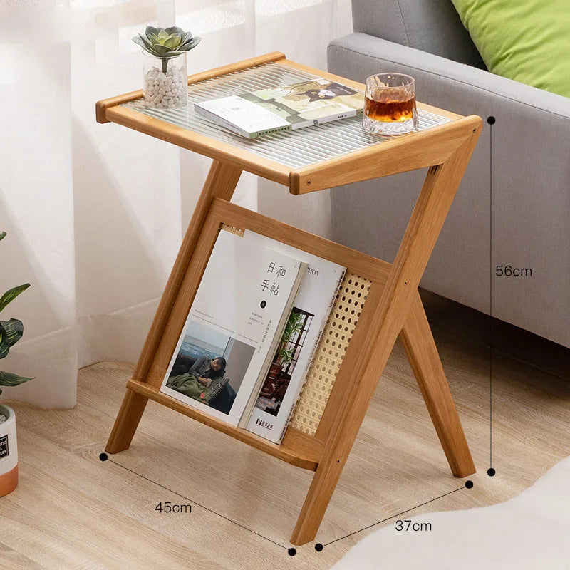 Z Shaped Side Table Creative Tea Coffee Table With Rack For Household Sofa Corner Living Room Bedroom Small Apartment Supplies