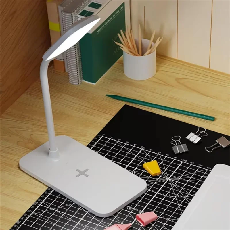 Ultra 15W LED Desk Lamp Wireless Charging Desk Lamp Adjustable Light Eye Protection Desk Lamp Flexible Touch Activated White