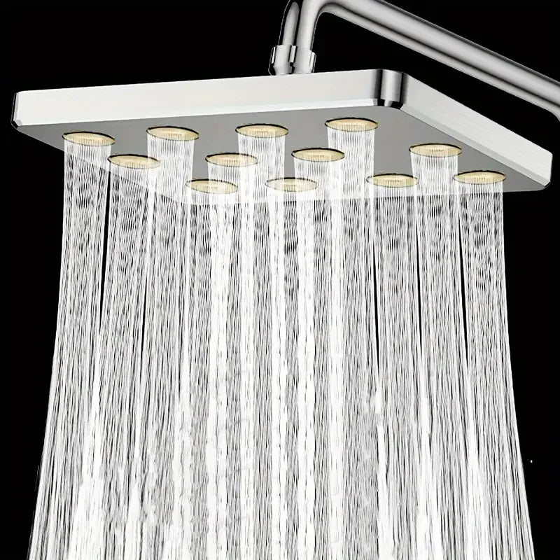 1pc Bathroom High Pressure Shower Head, Silvery Plating/black Square Shower Head, Daily Fixed Shower Spray For Bathroom