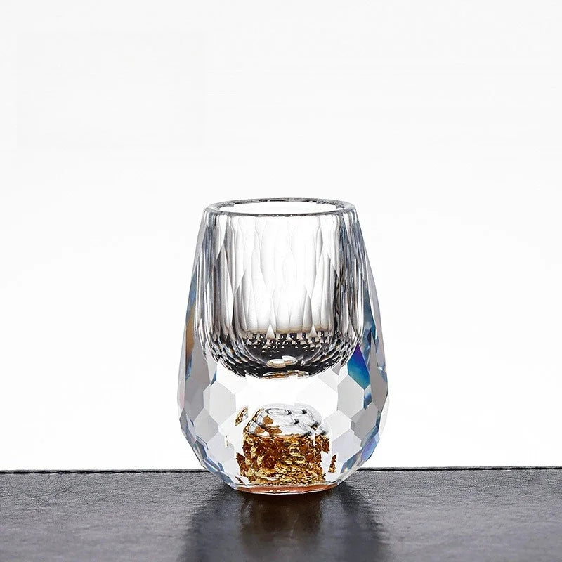 15MLGold Foil Crystal Wine Glass1/2/6piece Set, Luxury Whiskey Glass BPA Free Suitable for Decoration Collection and Celebration