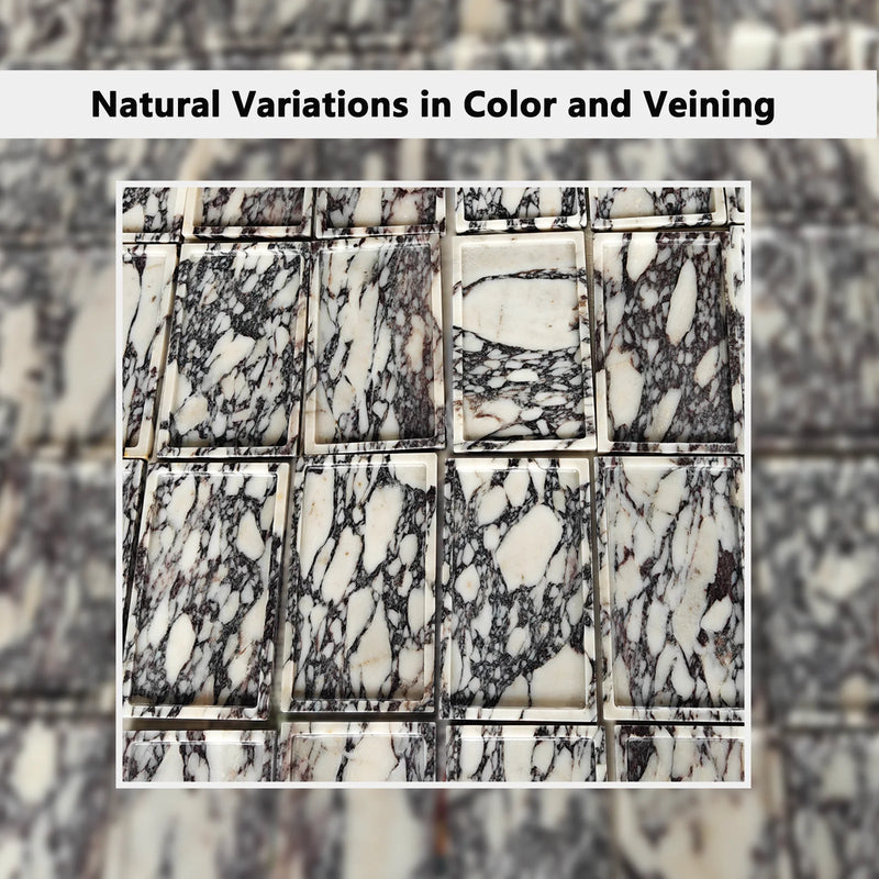 Natural Marble Vanity Tray 10"x6", Genuine Calacatta Viola Marble Stone Tray for Bathroom/Kitchen/Dresser