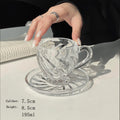 195/200ml Retro French Glass Coffee Cup And Plate Home Afternoon Tea Beads Handle Breakfast Milk Cup Dish Flower Cup Saucer Sets