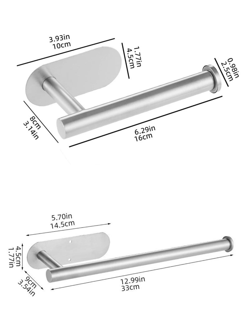 Stainless Steel Toilet Paper Holder Tissue Hanger Adhesive Toilet Paper Stand Paper Towels Holder Waterproof Bathroom Accessory