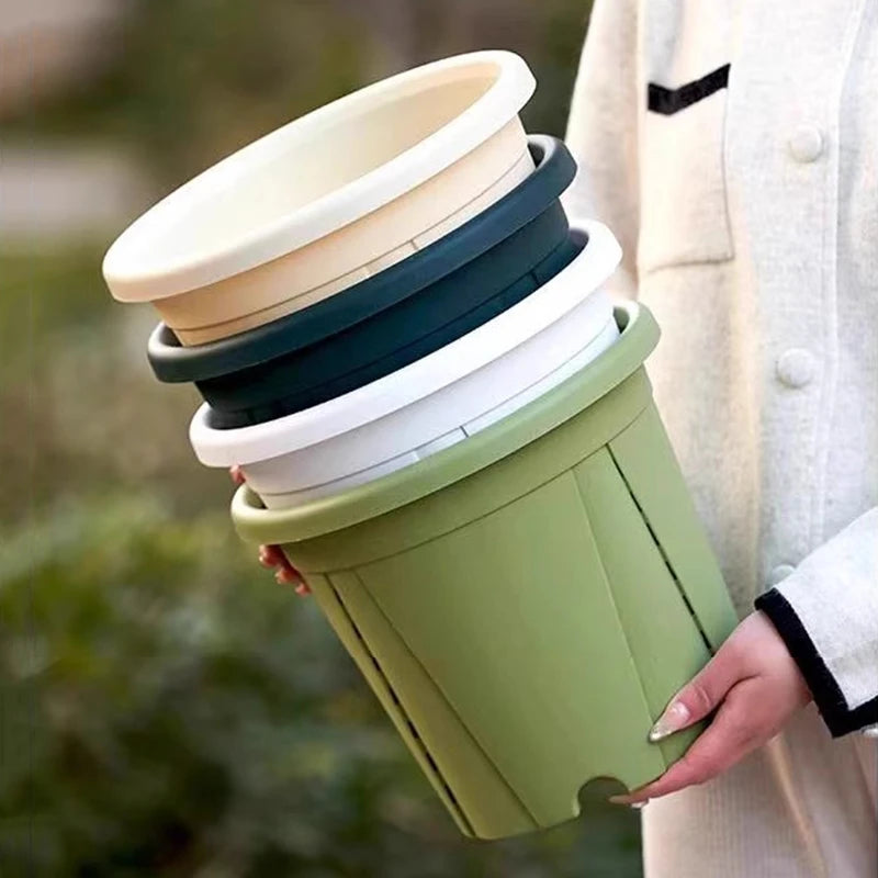 Plastic Green Plant Flower Pot Thickened Resin Gallon Pot Balcony Planting Flower Pot Root Control Breathable Seedling Planters