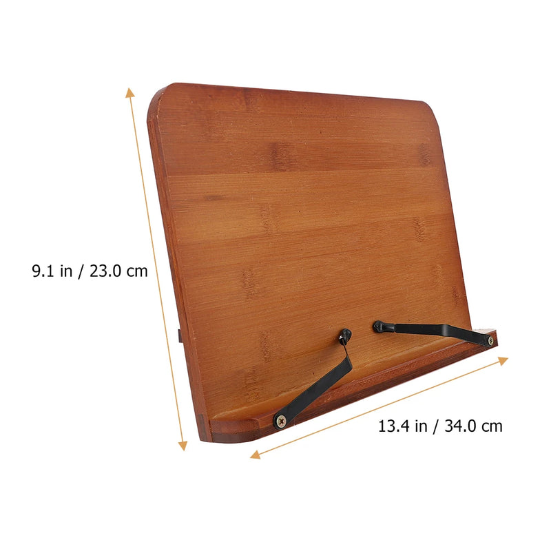 Adjustable Bamboo Book Stand Desktop Reading Rack Laptops Support Home Office Classroom Library Study Textbook Holder Music