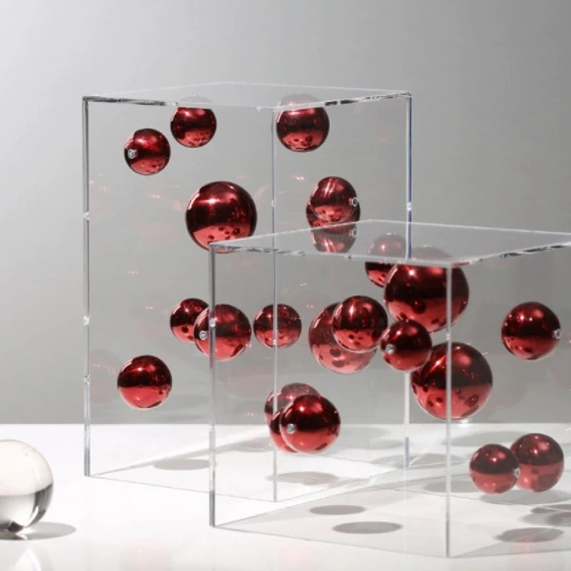 Creative Square Acrylic Cover Sphere Decoration Living Room Porch Cabinet Crafts Ornament Modern Clear Acrylic Square Home Decor
