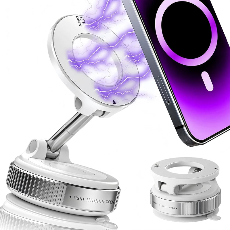 Suporte magnético a vácuo para telefone, suporte para telefone com ventosa Magsafe, suporte magnético ajustável em 360 °, dobrável em tamanho de bolso