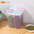 4-Grid Airtight Food Storage Container, Pantry Organization Canisters for Flour, Rice, Pasta, Cereals, Keep Dry Food Fresh