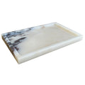 Natural Marble Vanity Tray 10"x6", Genuine Calacatta Viola Marble Stone Tray for Bathroom/Kitchen/Dresser