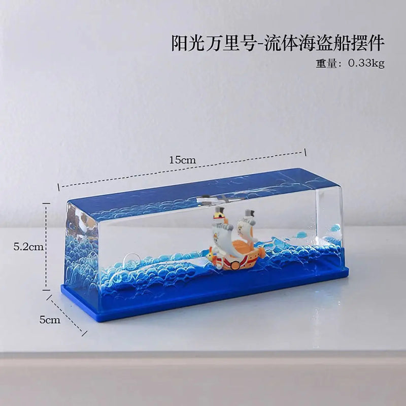 One Piece Going Merry Pirate Ship Fluid Liquid Thousand Sunny Ship Floating Boat Drift Barcos Living Room Decorations Gifts ﻿