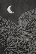 Abstract Neutral Boho Sun Moon Line Art Canvas Painting Print, Black and White Picture Artwork, Modern Minimalist Room Decor