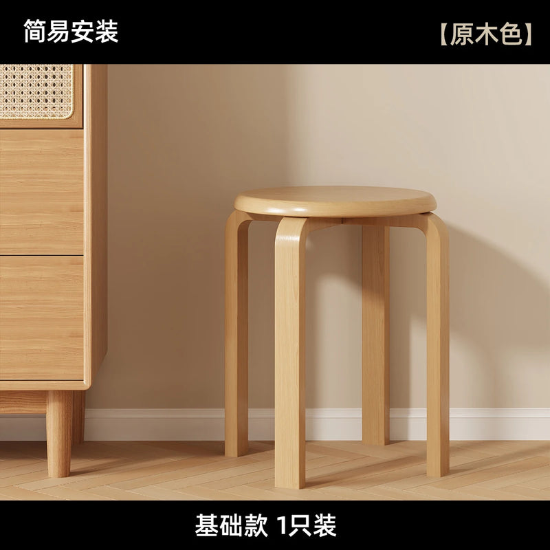 Japanese Solid Wood Dining Stool Stackable Restaurant Upholstered Bench Simple Modern Living Room Stool Restaurant Furniture FYD