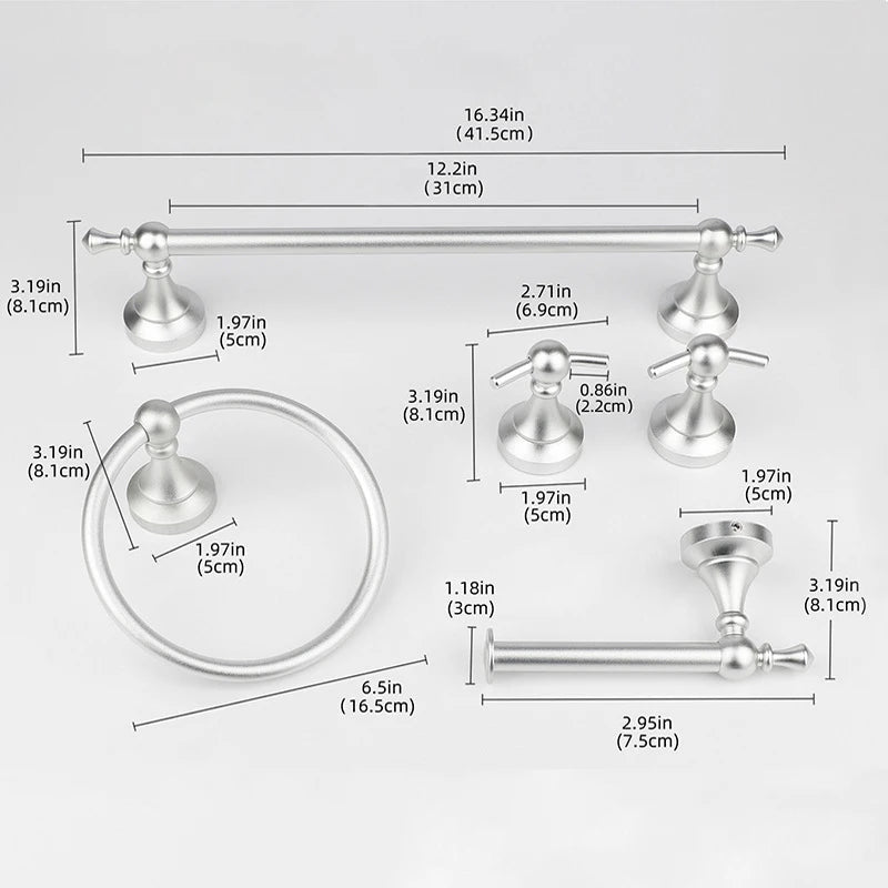 Matte Black Bathroom Accessories Hardware Set Aluminum Alloy Wall Mount Towel Bar Towel Ring Toilet Roll Paper Holder Robe Hook