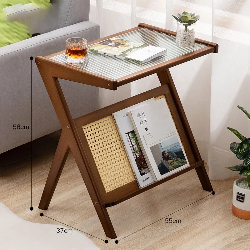 Z Shaped Side Table Creative Tea Coffee Table With Rack For Household Sofa Corner Living Room Bedroom Small Apartment Supplies