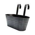 Black Metal Iron Hanging Flower Pots Outdoor Plants Planter Modern Boho Style Wall Mount Window Box Decks Railings Fence Buckets