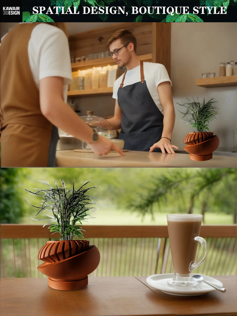Modern Minimalist 3D Printed Plant Pot – Biodegradable Flower Planter for Home Decor, Eco-Friendly Sustainable Gift (Luxar)