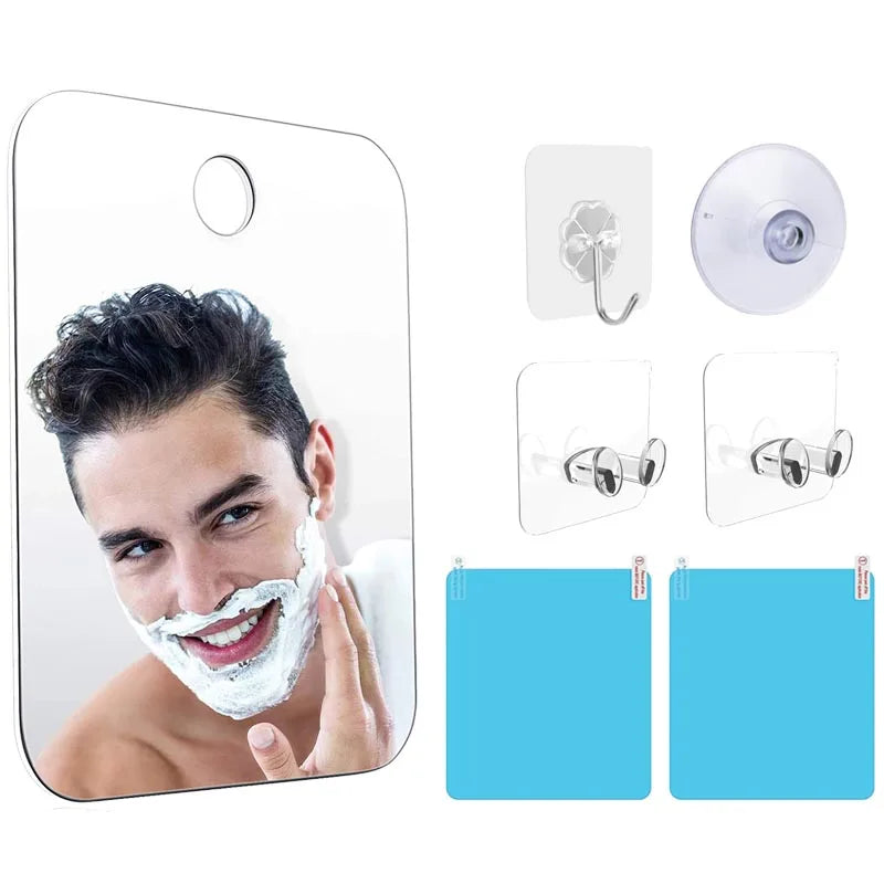 Acrylic Fog Free Mirror Wall Suction Travel Mirror Unbreakable Portable Traveling Shaving Women Makeup Bathroom Accessories