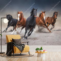 Majestic Black and White Horse Tapestry Elegant Equine Wall Art for Living Room Bedroom Decor Modern Boho Style Home Design