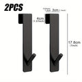 2pcs Bathrobe Hanger Shower Room Glass Over Door Hanging Hooks Punch-free Waterproof Towel Hanger Metal S-Shape Bath Towel Hooks