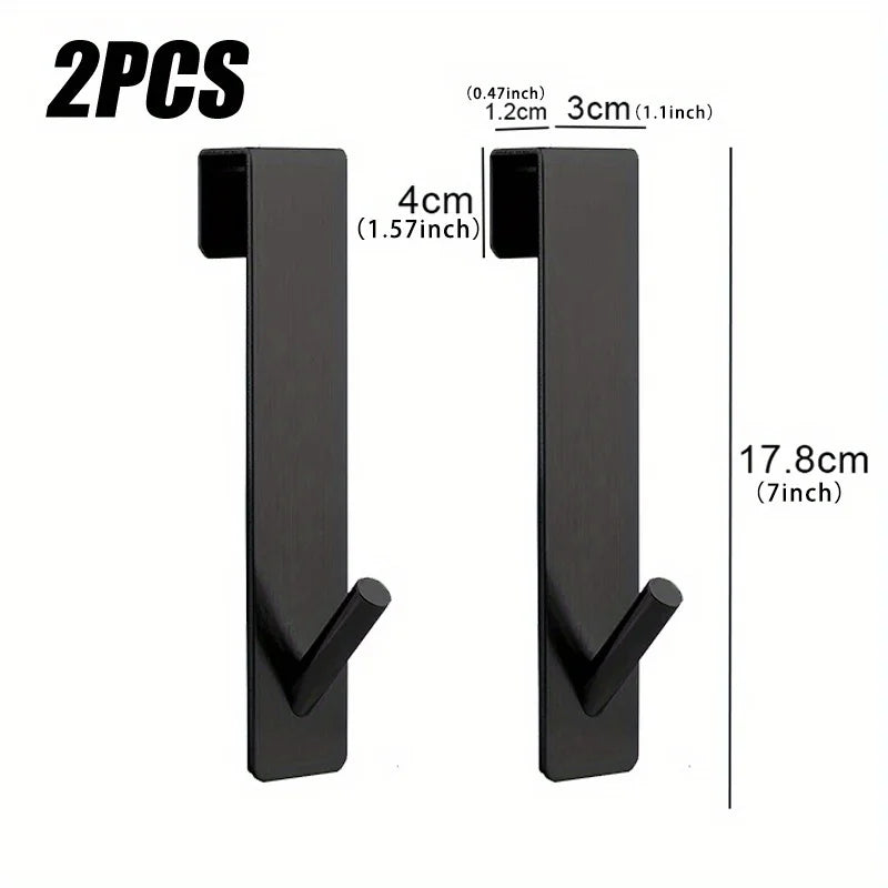 2pcs Bathrobe Hanger Shower Room Glass Over Door Hanging Hooks Punch-free Waterproof Towel Hanger Metal S-Shape Bath Towel Hooks