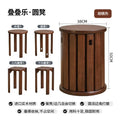 Solid Wood Folding Stool Nordic Living Room Low Stool Dining Chair Home Modern Simple Walnut Color Furniture Round Stool Table