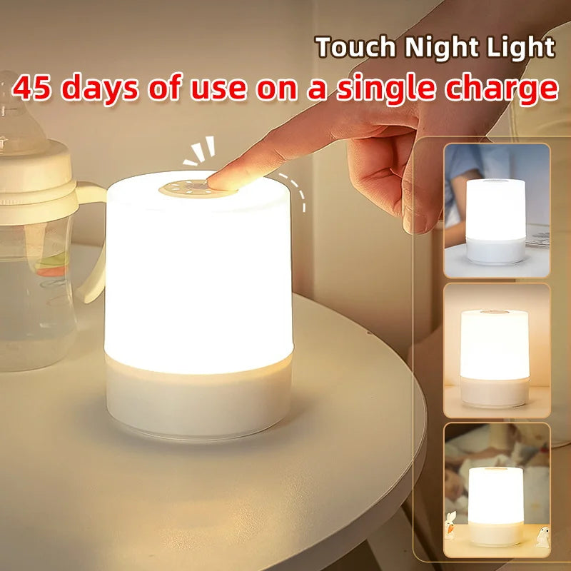 Table Lamp Night USB LED Lamp With Switch Rechargeable Lights For Kitchen Hallway Closet Bedroom Home Night Light Three Colors
