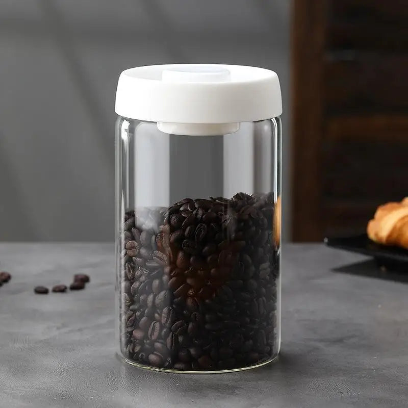 Vacuum Sealed Tank Coffee Bean Glass Sealed Jar Household Moisture-proof Air Extraction Airtight Container Coffee Set