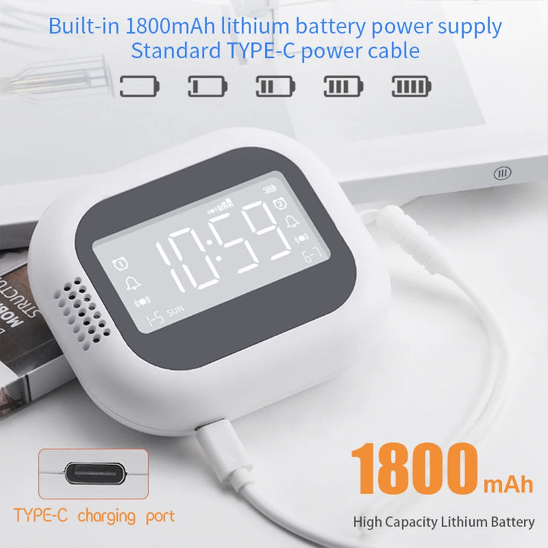 LED Display Vibration Alarm Clock Rechargeable White Noise Natural Sound Multifunctional Clock Student Strong Wake-up Artifact