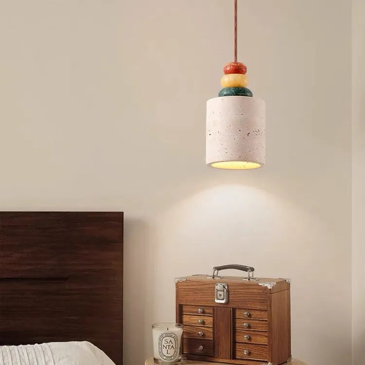 Yellow Travertine Pendant Lamp, Minimalist Bedside Small Chandelier for Bedroom, Hotel, Bar, Cozy Ambiance, Nordic Style