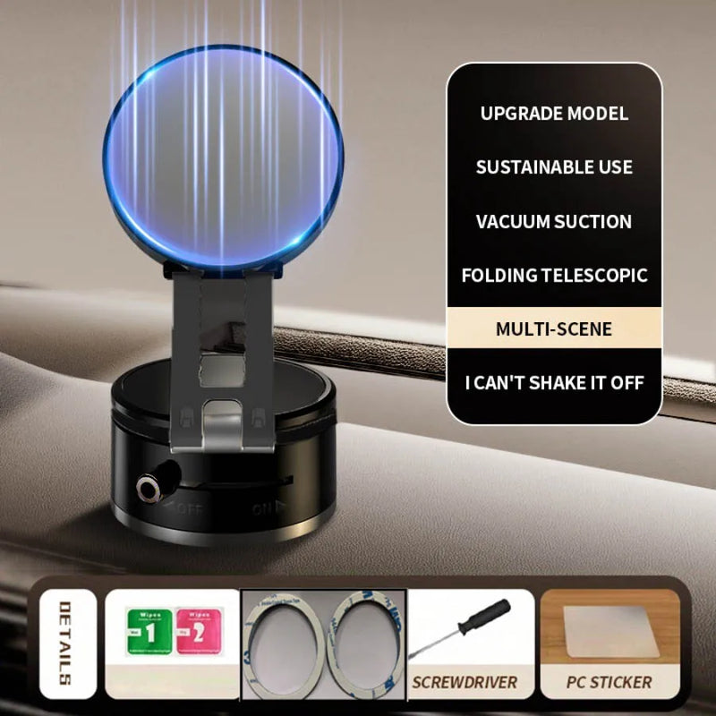 Suporte magnético a vácuo para telefone, suporte para telefone com ventosa Magsafe, suporte magnético ajustável em 360 °, dobrável em tamanho de bolso