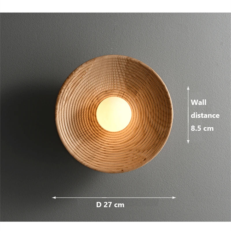 YEBMLP Postmodern Retro Wooden Wall Lamp Silent Meditation Porch Wall Light Indoor Decor LED Light Study Room Teahouse Wall Lamp