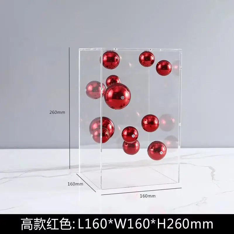 Creative Square Acrylic Cover Sphere Decoration Living Room Porch Cabinet Crafts Ornament Modern Clear Acrylic Square Home Decor