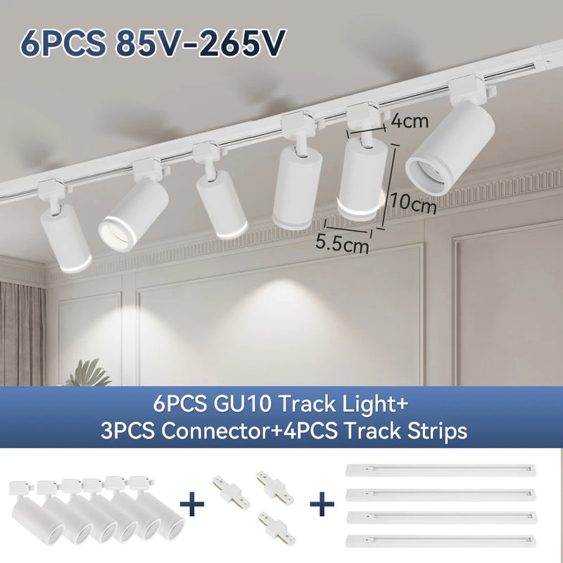 GU10 Track Light Led Spotlights 110V/220V Track Rail Lighting for Living Room Decor Clothing Store Ceiling Spot Lights Full Sets