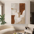 Large Beige Brown Abstract Boho Textured Handmade Canvas Painting  Modern Home Wall Art Decor