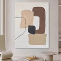 Large Beige Brown Abstract Boho Textured Handmade Canvas Painting  Modern Home Wall Art Decor