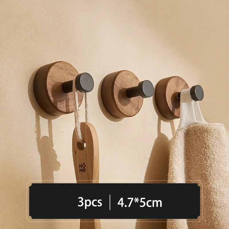 5/3/1Pcs Solid Wood Hooks Wall Mounted Clothes Scarf Hat Coat Hook Simple Room Decor Storage Hanger Towel Rack Home Organizer