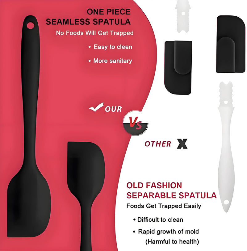 6 Pcs/Set Silicone Spatula Set Food Grade Non Stick Heat Resistant Spatulas Turner for Cooking Baking Mixing Baking Tools
