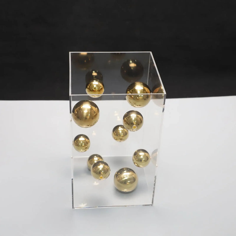 Geometric Metal Ball Art Transparent Acrylic Box Ornaments Modern Minimalist Square Living Room Decorations Desktop Furnishings