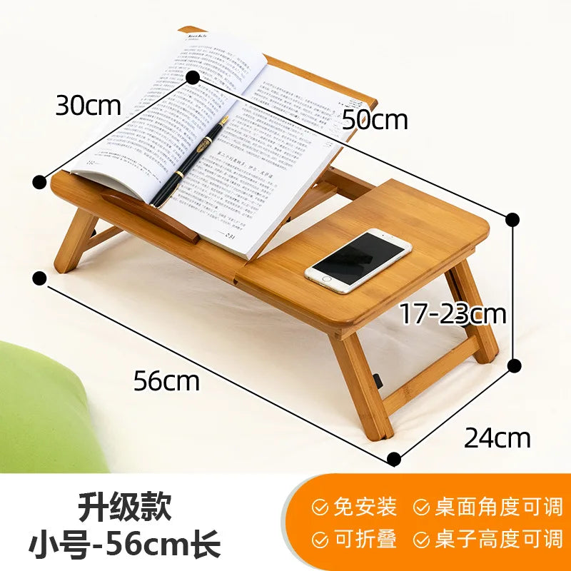 Adjustable Bamboo Laptop Stand ,Collapsible Computer Desk with Foldable Legs, Mini Desk for Sofa Bed, Home Working Table