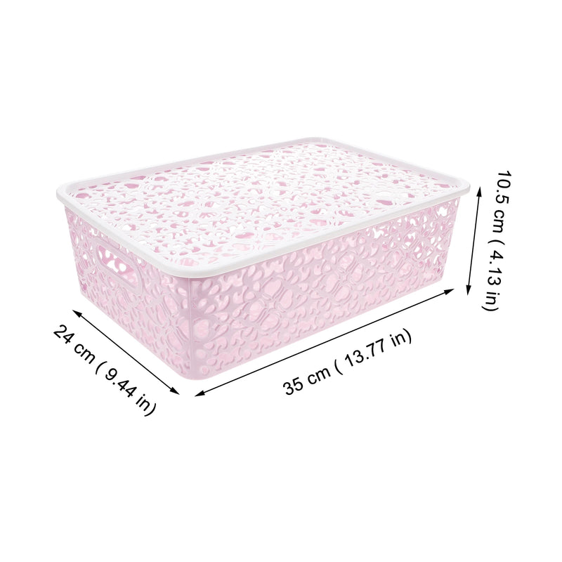 Plastic Storage Box Stackable Storage Container Hollow Out Delicate Storage Basket With Lid For Clothes Toy Home storage Supply