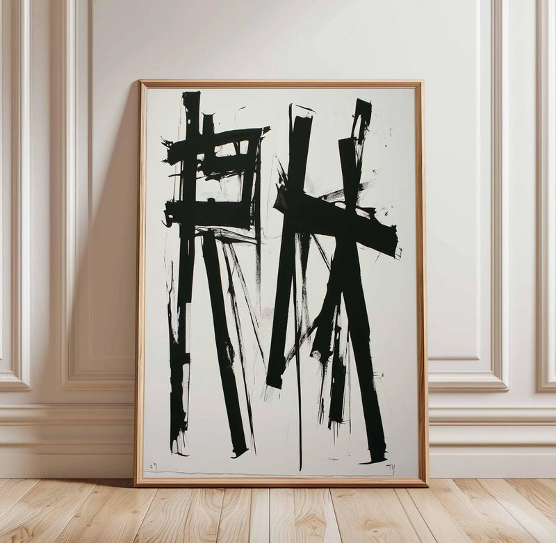 Abstract Black And White Flowing Lines Ink Landscape Minimalist Poster Print Wall Art Pictures Canvas Painting Room Home Decor