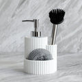 Kitchen Soap Dispenser Detergent replacement bottle Sink Dish Washing brush Sponge Holder 3 in 1 Includes sponge and brush