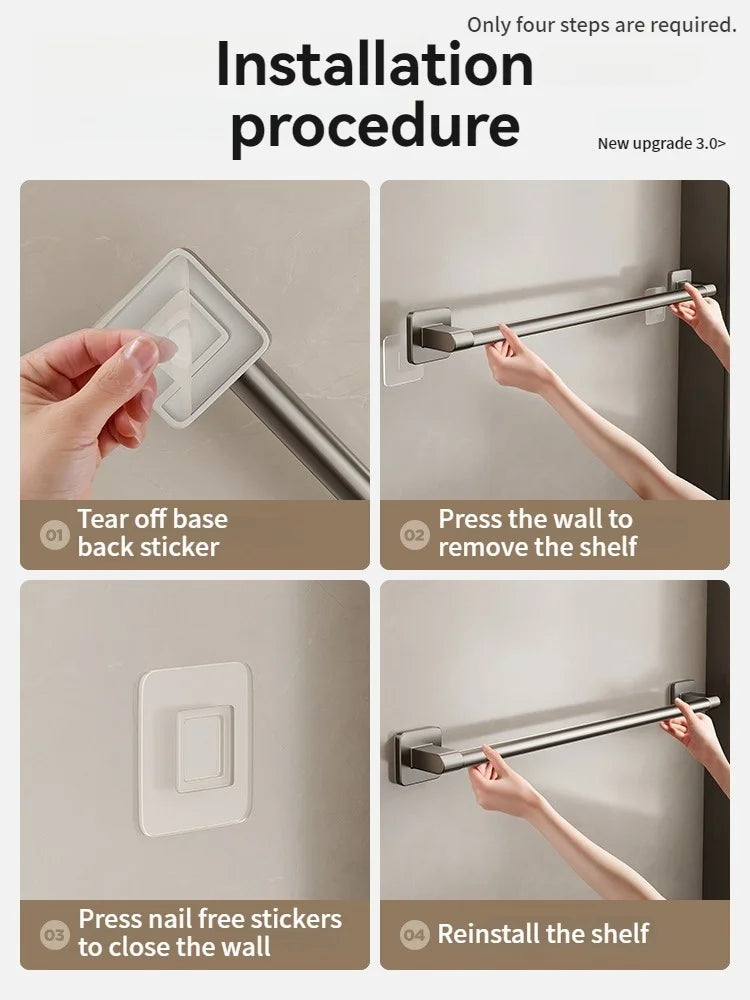 No Need To Drill Walls For Installation Bathroom Towel Bar/Hook/Towel Rack/Kitchen Rag Rack Bathroom Accessories